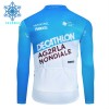 Maglia 2024 Decathlon Ag2r Manica Lunga Winter Invernale Blu Bianco